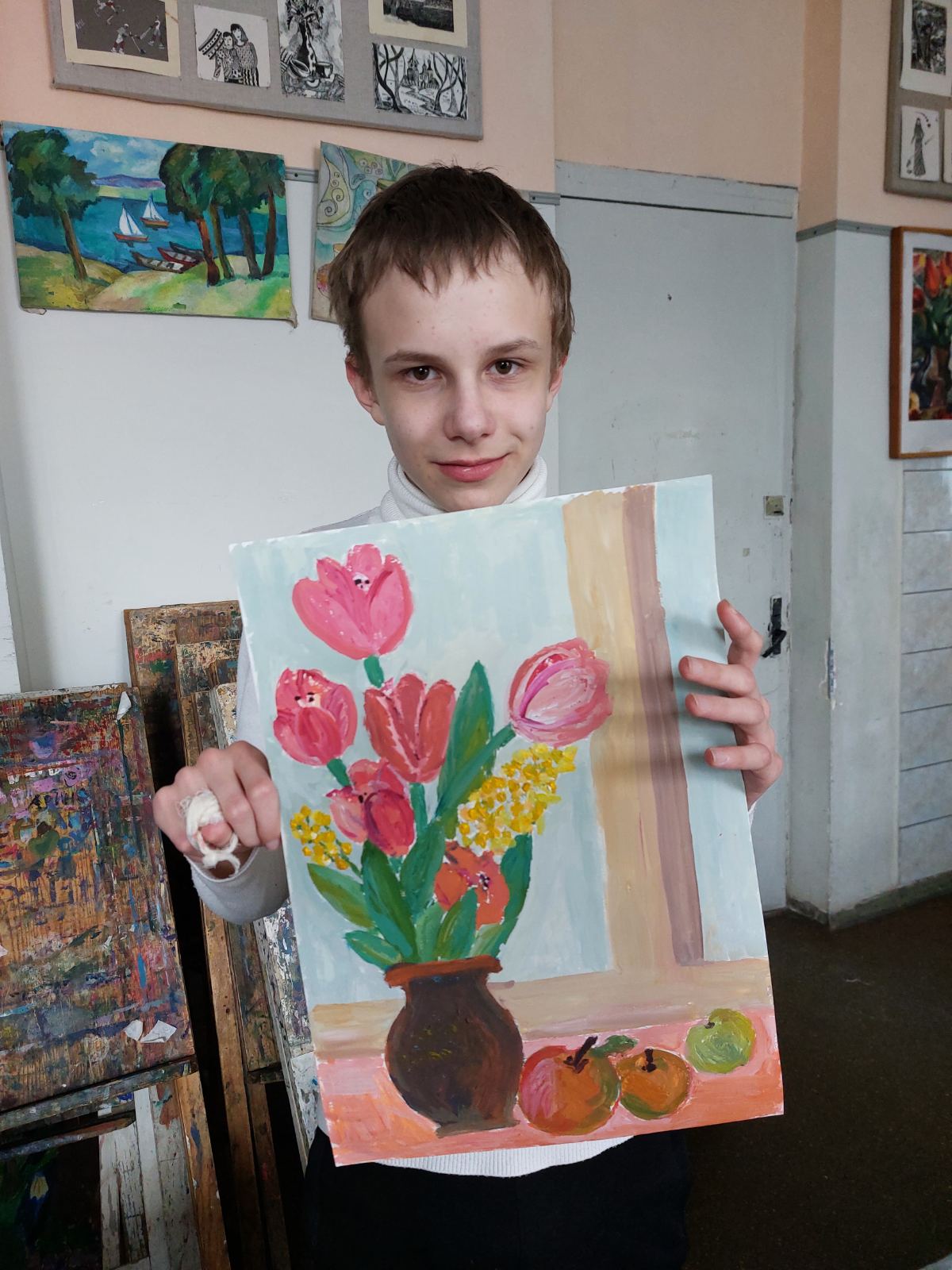 Картины из шерсти для начинающих - рисуем тюльпаны, мастер-класс — Video | VK
