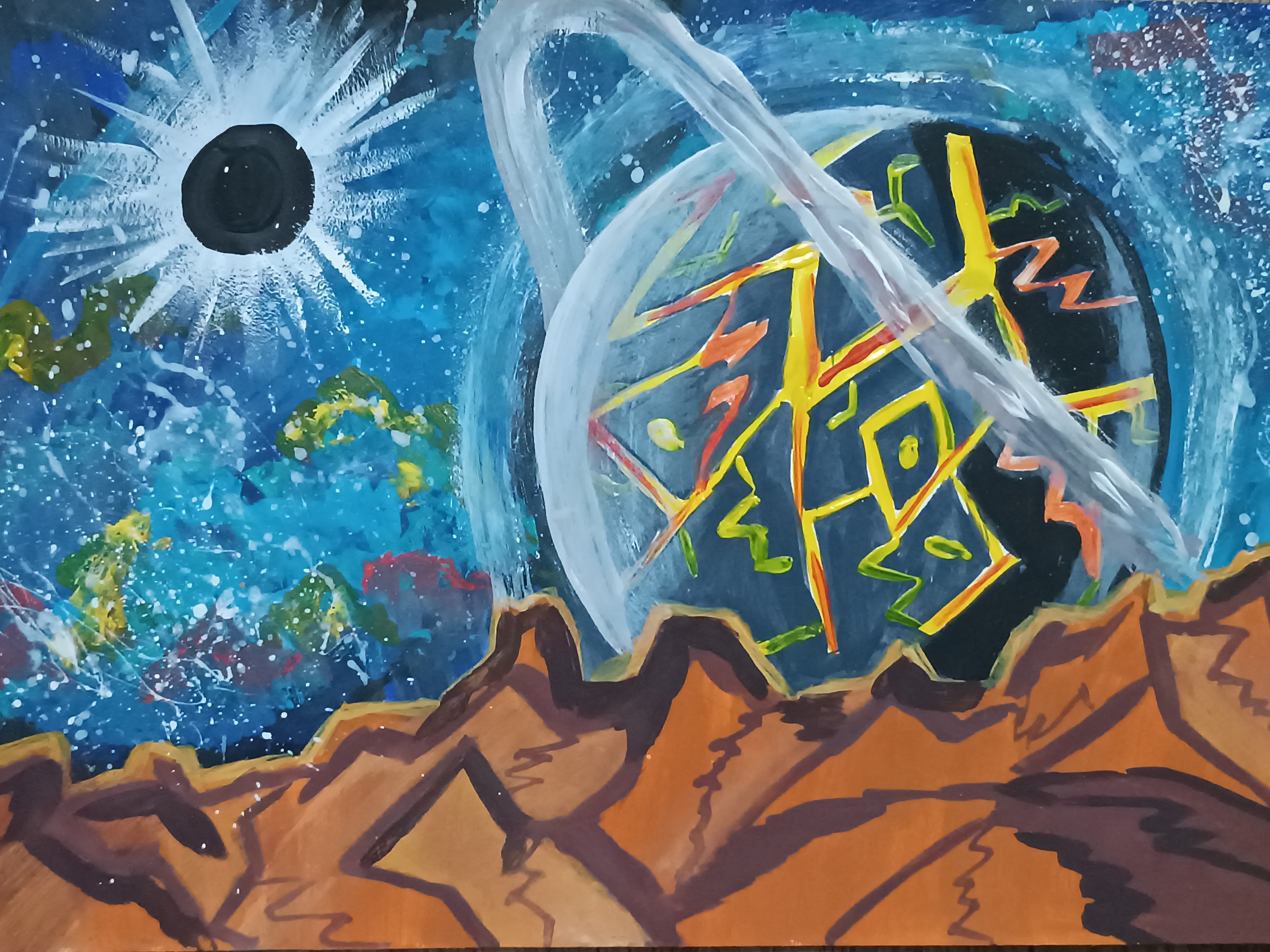 Работы победителей и призеров  областного онлайн конкурса-выставки детского рисунка «Космические фантазии»